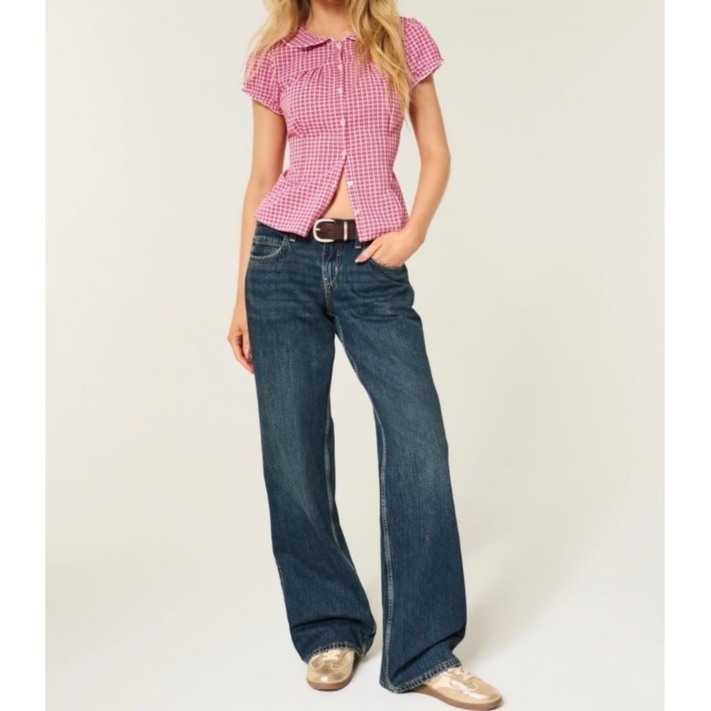 Hollister Low-Rise Baggy Jeans Dark Wash Denim W30 10R 355-387-00495-276